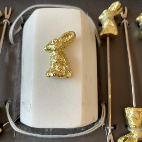Marble and Gold Bunny Rabbit Cocktail Picks Set of 8 Easter New - Picture 6 of 12